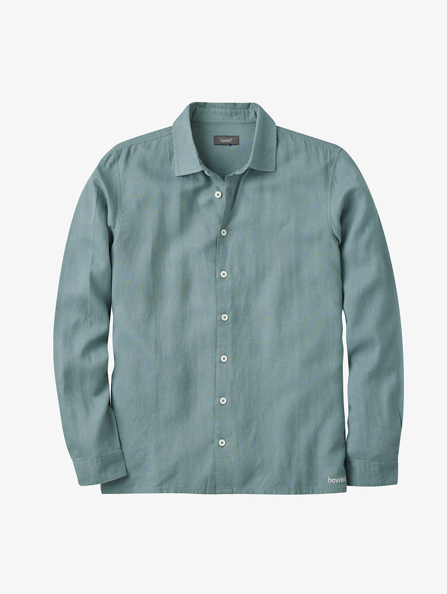 howies - Men's Phelan Long Sleeved Linen Shirt / Trooper